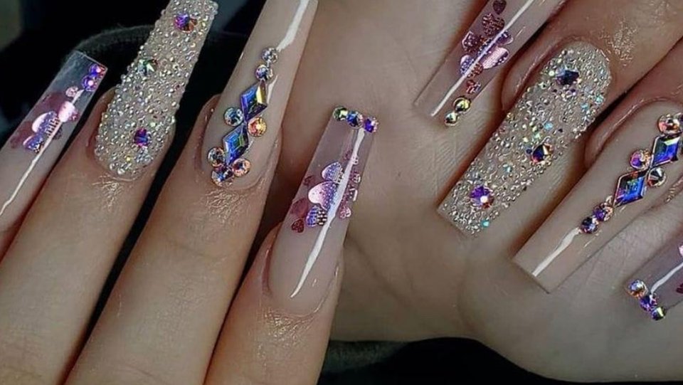 Nail salon interior with manicure stations