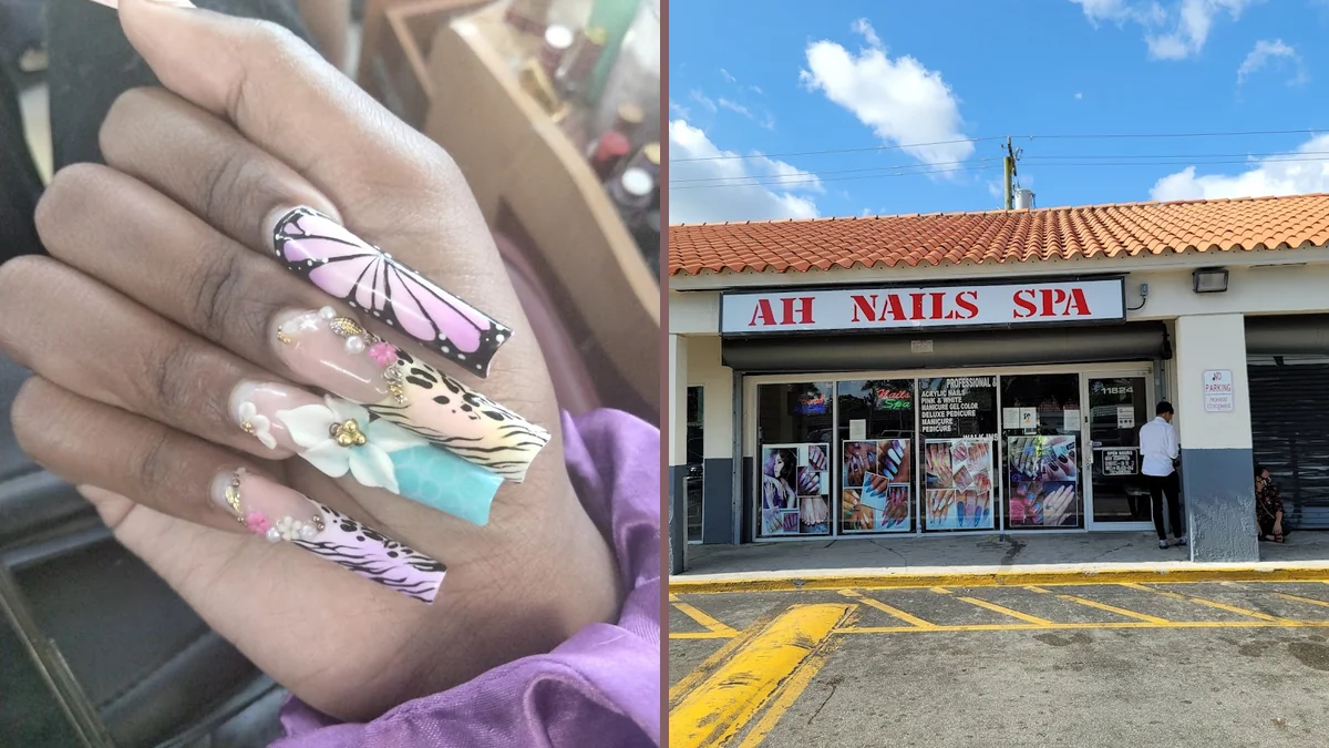 Polished nails displayed on a salon hand