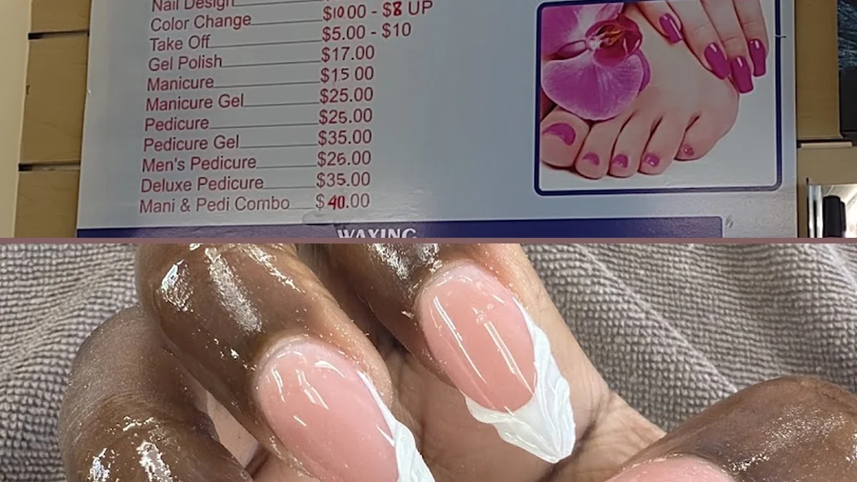Polished nails displayed on a salon hand