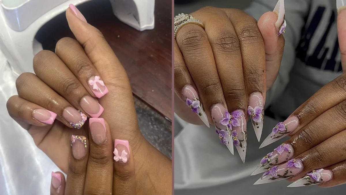 Nail salon interior with manicure stations